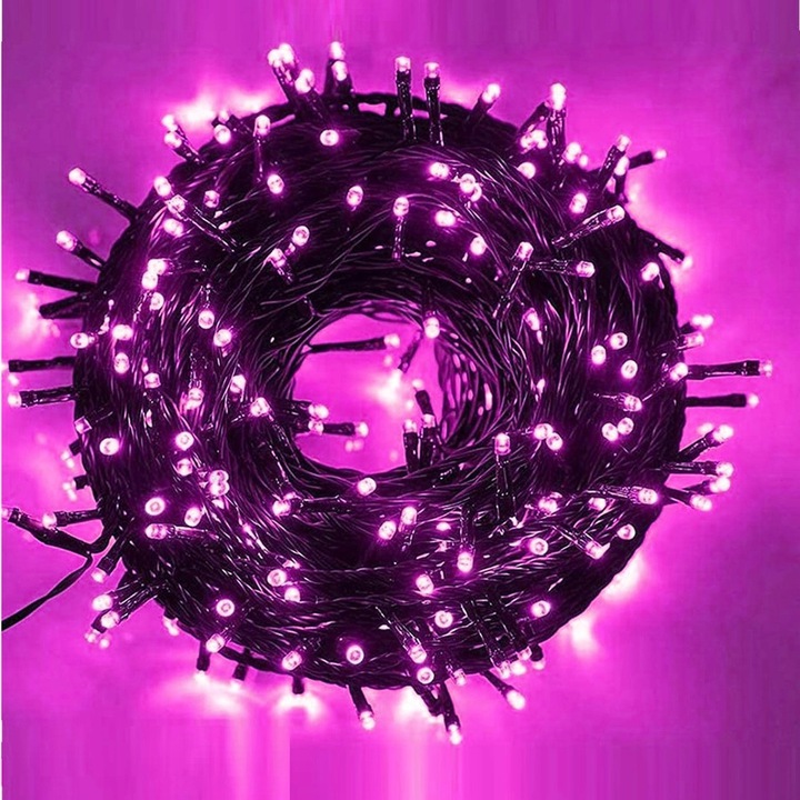 200 LED lempučių kalėdinė girlianda (rožinė)