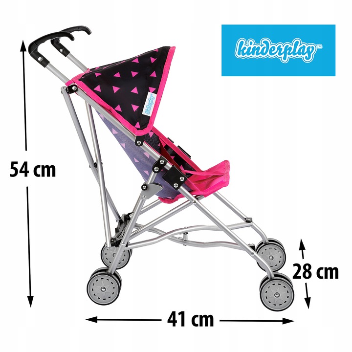 Lėlės vežimėlis Kinderplay (juodas, rožinis)