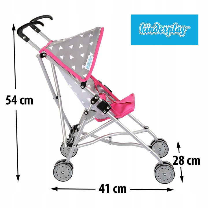 Lėlės vežimėlis Kinderplay (pilkas, rožinis)
