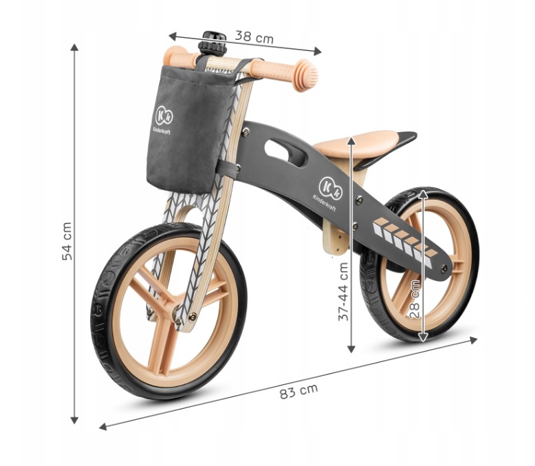 Medinis balansinis dviratukas KINDERKRAFT RUNNER (pilkas)