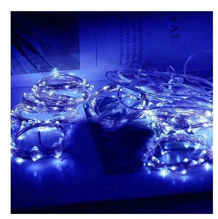 Kalėdinės lemputės – užuolaida 3×3 m (300 LED, mėlyna)